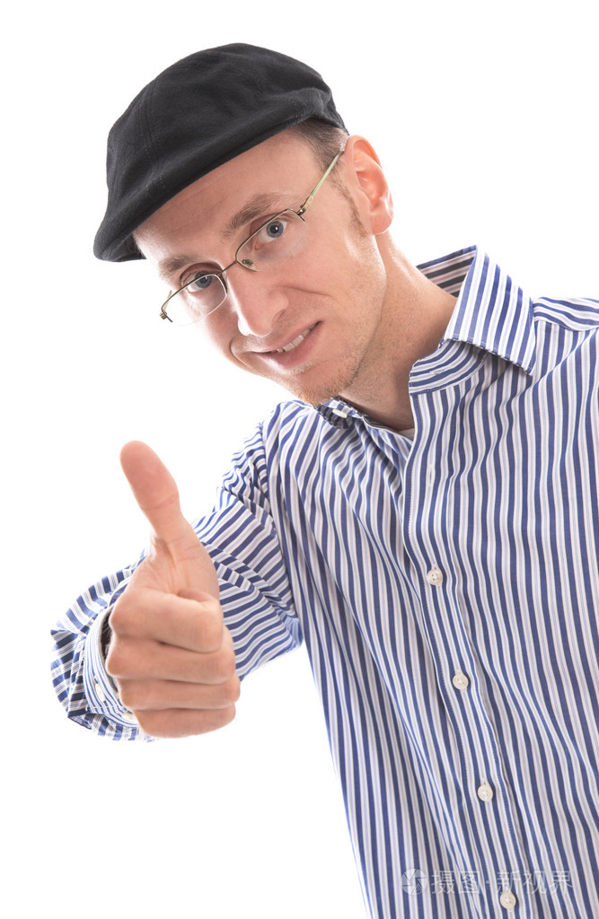 快乐的人竖起大拇指