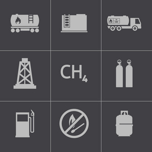 矢量黑色天然气图标集
