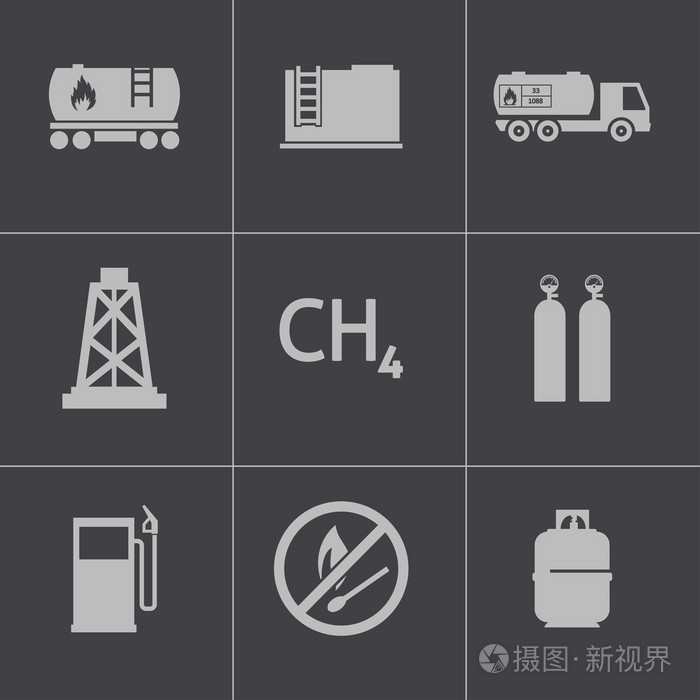 矢量黑色天然气图标集