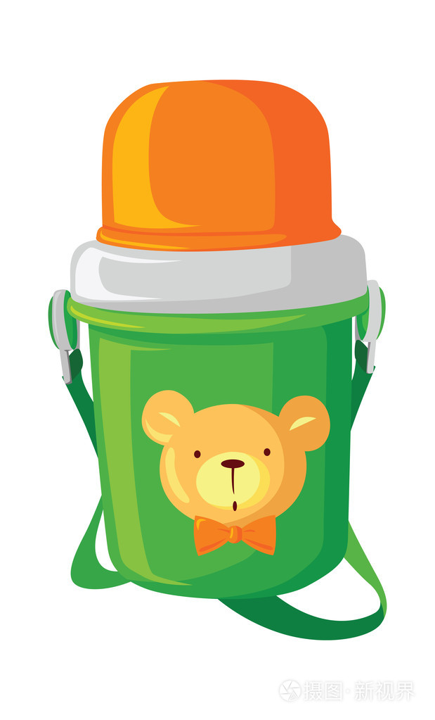 儿童保温瓶的卡通插图