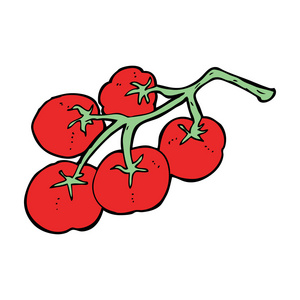 葡萄藤上的卡通西红柿
