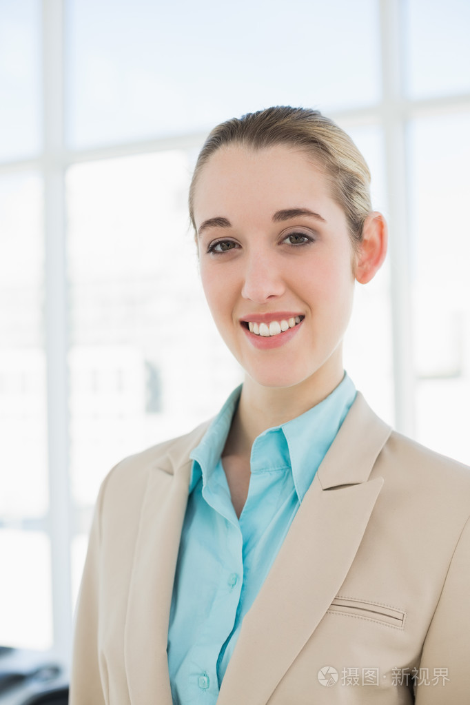 可爱的微笑女商人,摆在她的办公室