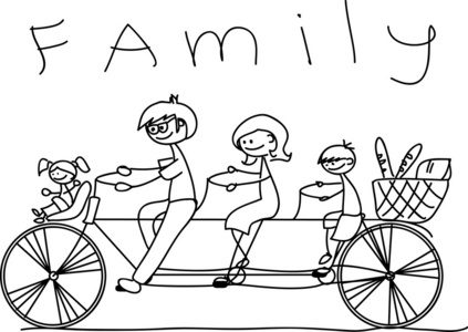 在一辆自行车上的家庭