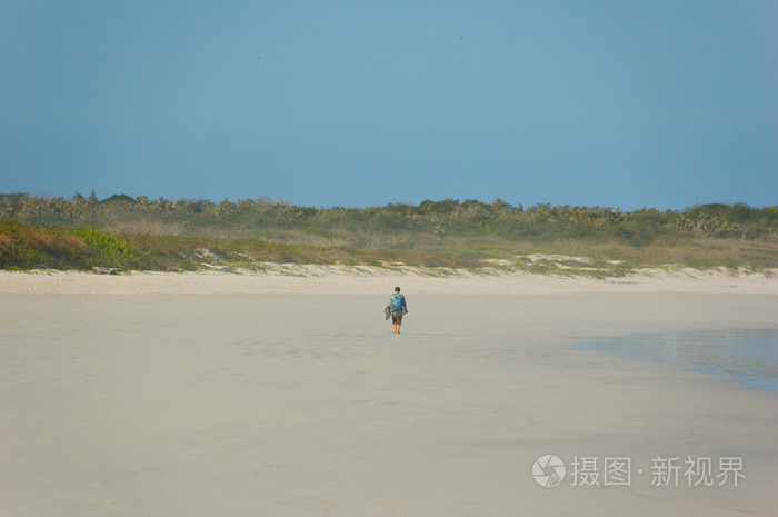 孤独的人在海滩上