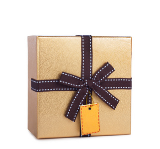 精美的礼品盒金纸用的弓和标签图片