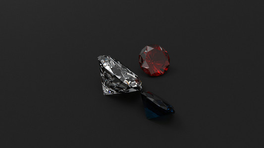 红宝石钻石蓝宝石黑色背景