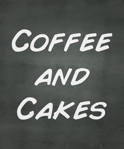 咖啡和蛋糕的黑板