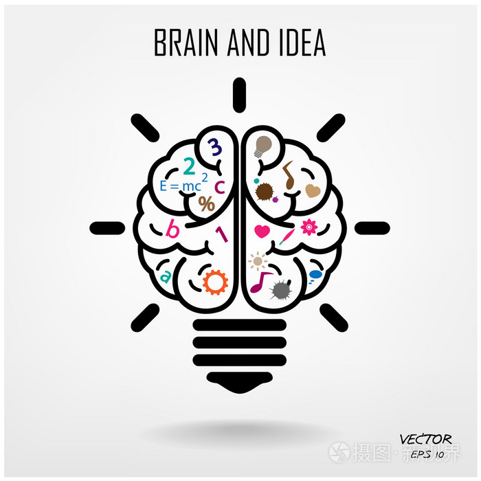 创造性的大脑符号, 创造力标志, 商业标志, 知识