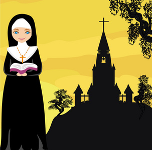 在祷告的修女图片