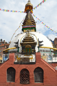 尼泊尔，加德满都，古代佛教佛塔在历史中心