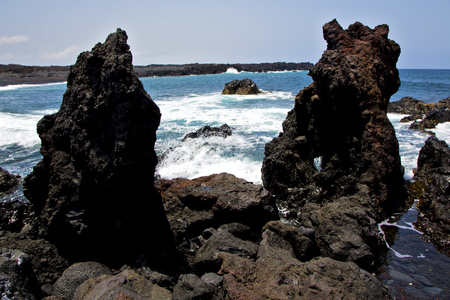 在兰萨罗特岛岛泡沫景观圣岩西班牙海滩水