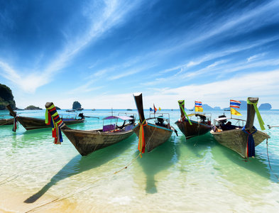phra nang 海滩，泰国泰国船