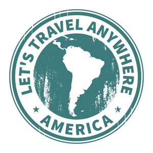 grunge 橡皮戳文本与旅行南美洲照片