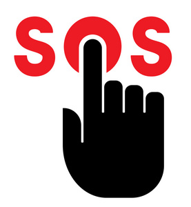 手放在 sos 按钮