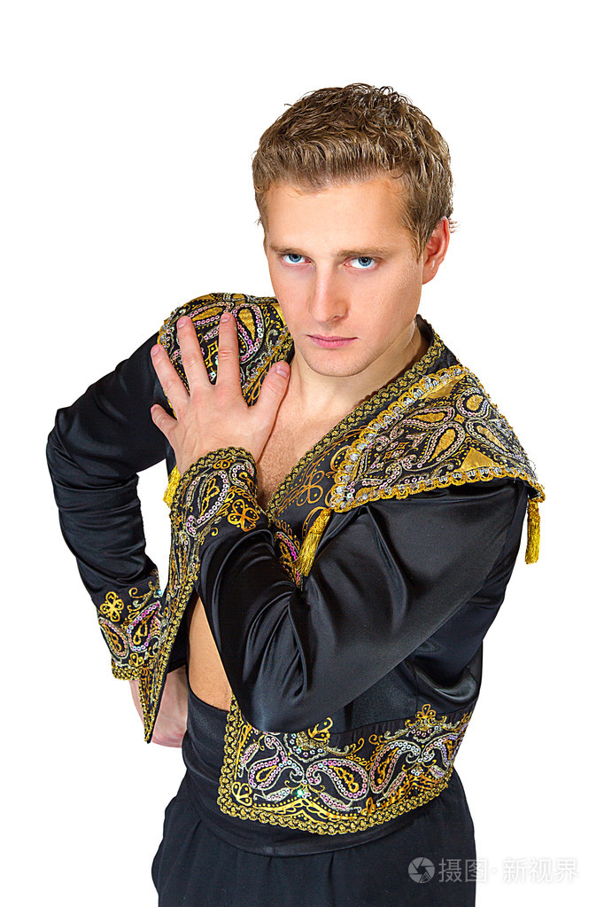 在漂亮的夹克的年轻西班牙男人的肖像