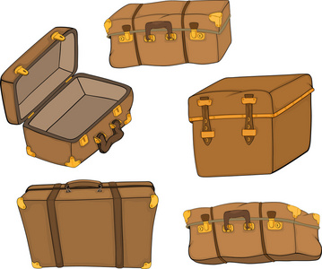 一组完整的旧行李箱