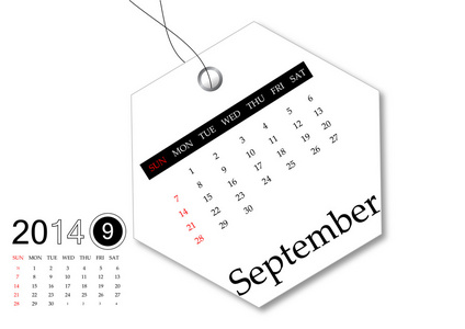2014 年 9 月的日历