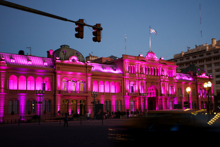总统府 月日 粉红色的房子，在好的夜景