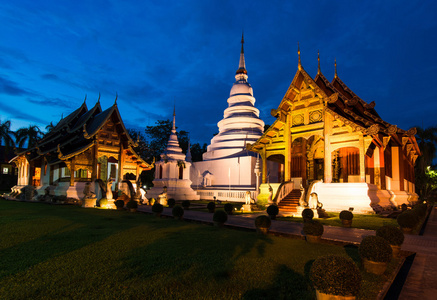 黄昏时分在泰国清迈容貌寺
