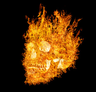 壁纸三维渲染插图火烧骷髅隔离壁纸三维渲染插图火红的人类头骨的剪影
