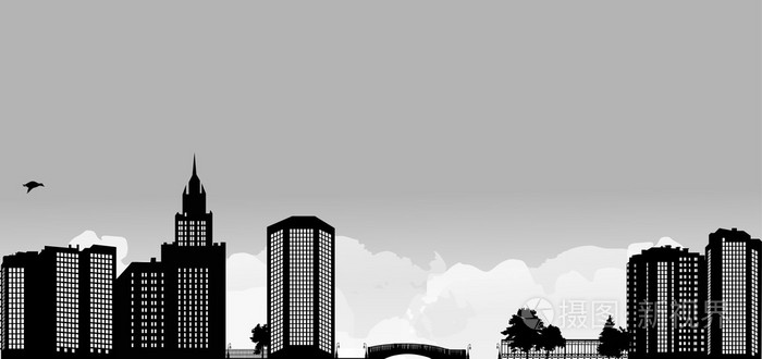 灰色城市全景图