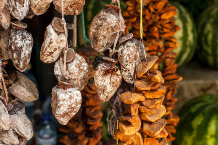 国债概念美味健康的教堂, 作为格鲁吉亚当地的特产长笛和各种各样的