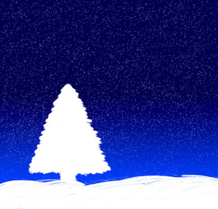 蓝色的圣诞卡片和一棵枞树图片