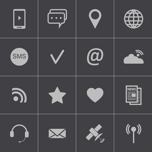 矢量黑色通信图标集