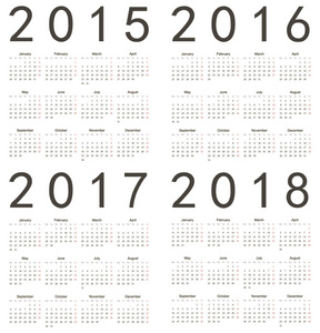 组的广场欧洲到 2015 年，到 2016 年，到 2017 年，2018 年日历