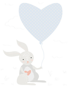 矢量婴儿兔子与大气球