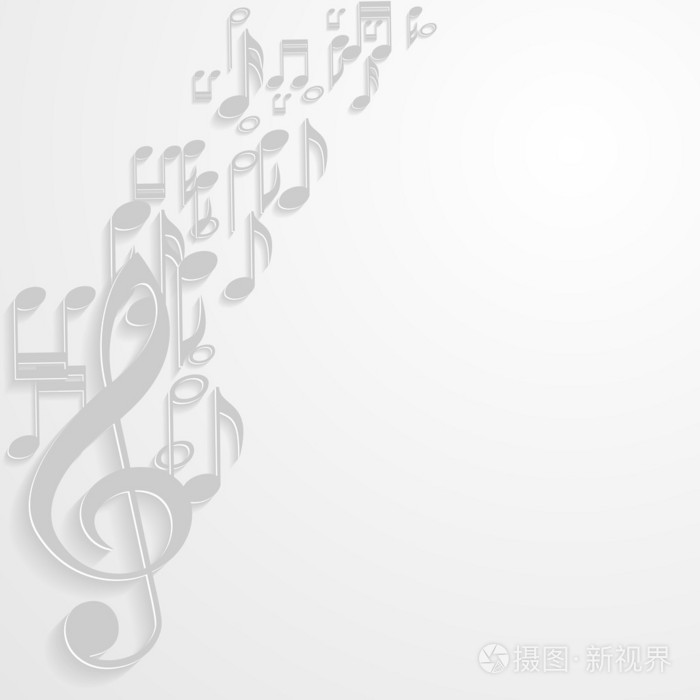 音乐笔记的工作人员在白色背景.矢量插画