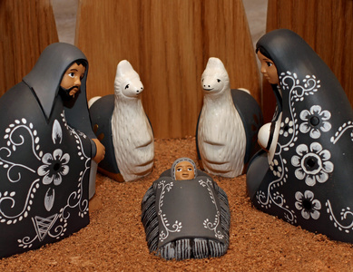 基督诞生的场景与人物穿着黑色图片