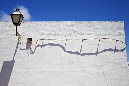 蓝色的天空里墙群礁德里西班牙兰萨罗特岛