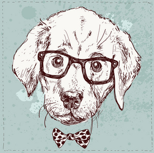 赶时髦的人戴着眼镜的小狗