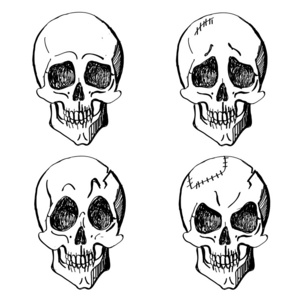 头骨的情感设置孤立的手绘