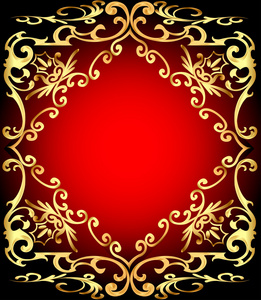 红色背景是用黄金装饰的框架