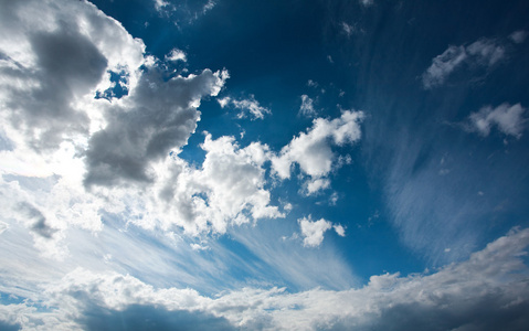 蓝蓝的天空和白色的云朵，自然背景