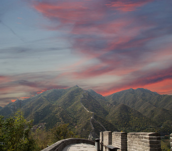 中国的长城，北京北部风景最美的部分之一的视图