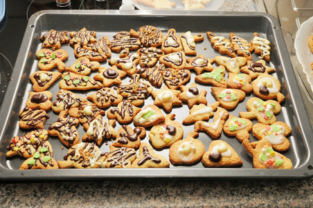 烤盘充分的自制 为圣诞节装饰饼干
