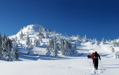 在多雪小山旅游