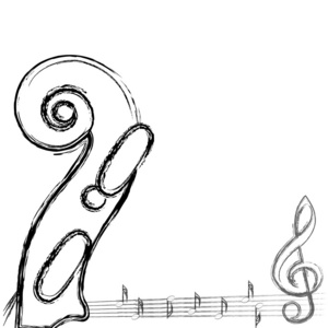小提琴背景白色衬底上的音符