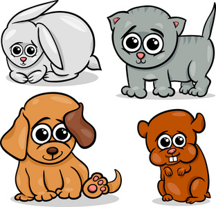 卡通可爱的宠物动物集图片