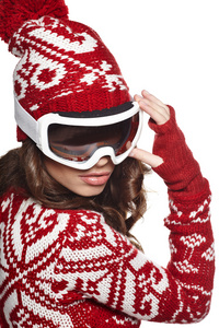 滑雪护目镜的女人