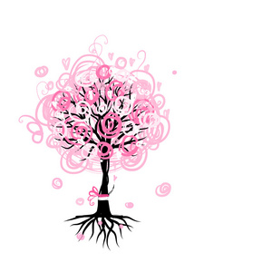 与根为您设计的抽象粉红树