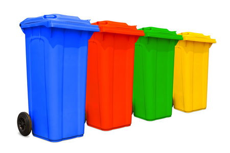 大型彩色垃圾桶收集