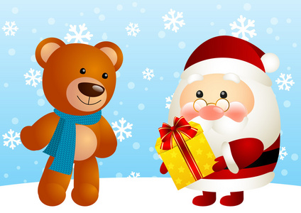 有趣的圣诞老人与熊