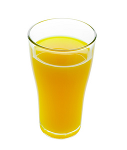 全玻璃隔离在白色背景上的桔子汁