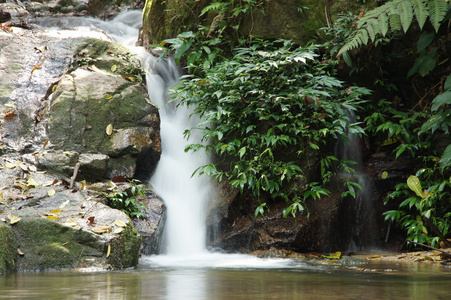 小瀑布和在森林里，泰国的岩石
