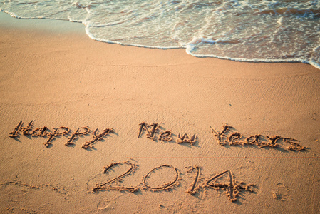 写快乐的元旦 2014 年前在泰国海滩
