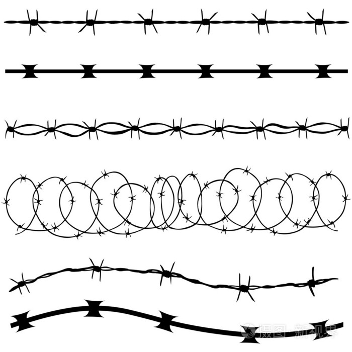 向量集的孤立的背景上的铁丝网剪影插画-正版商用图片1e74pb-摄图新